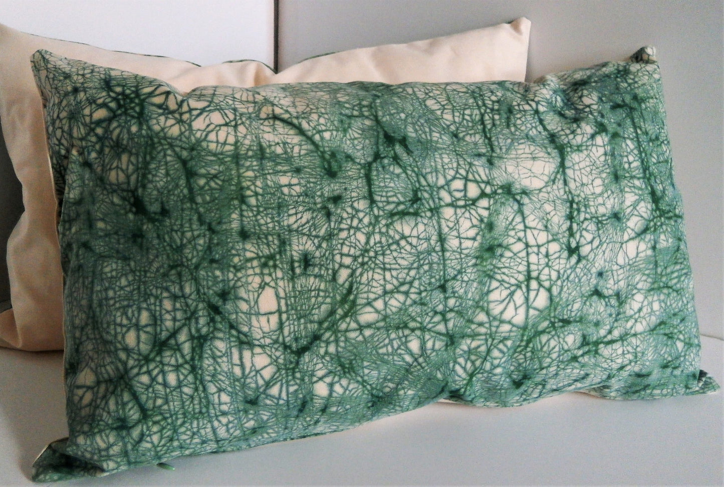 Green on Gold Crackle Batik Pillow Cover