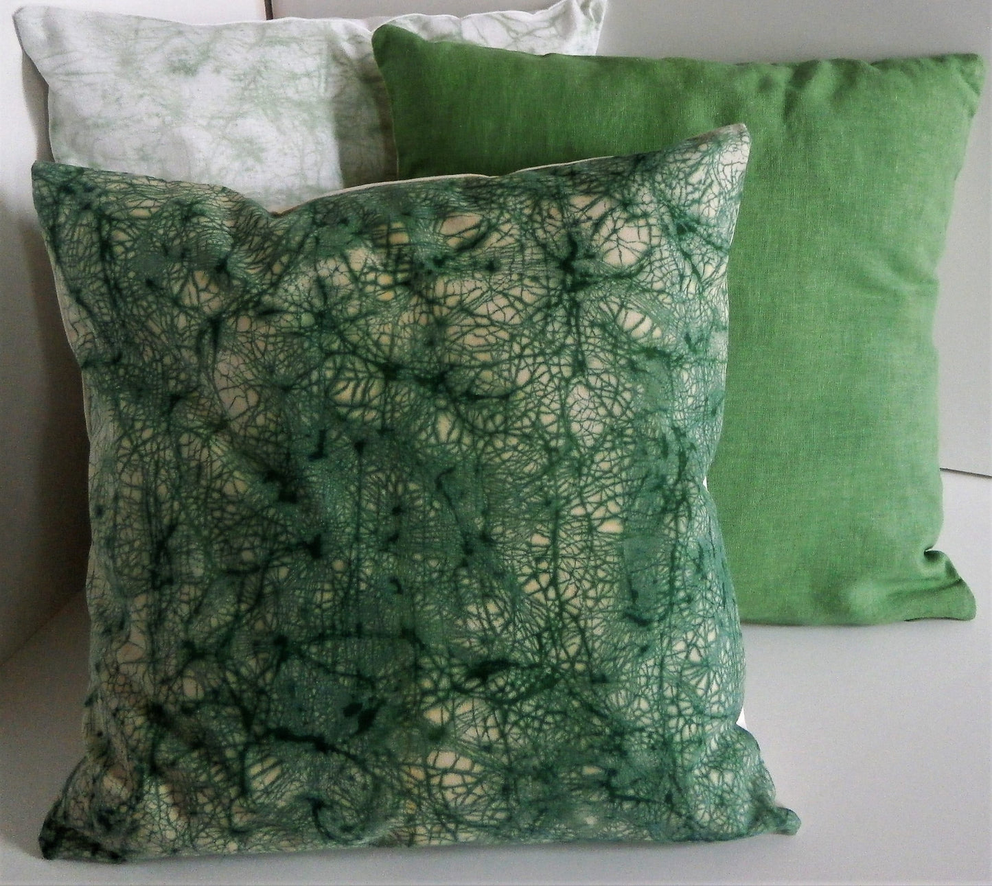 Green on Gold Crackle Batik Pillow Cover