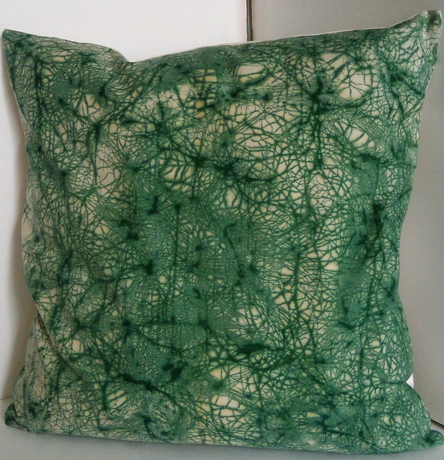 Green on Gold Crackle Batik Pillow Cover