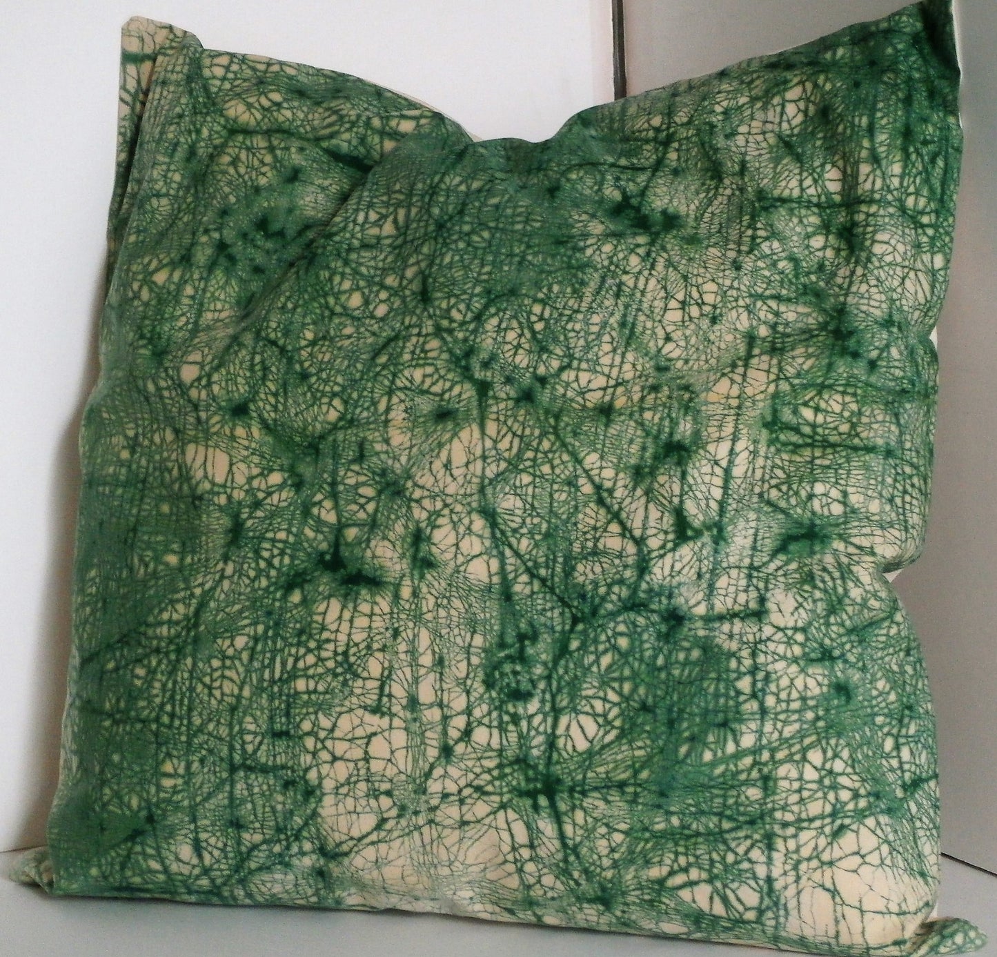 Green on Gold Crackle Batik Pillow Cover