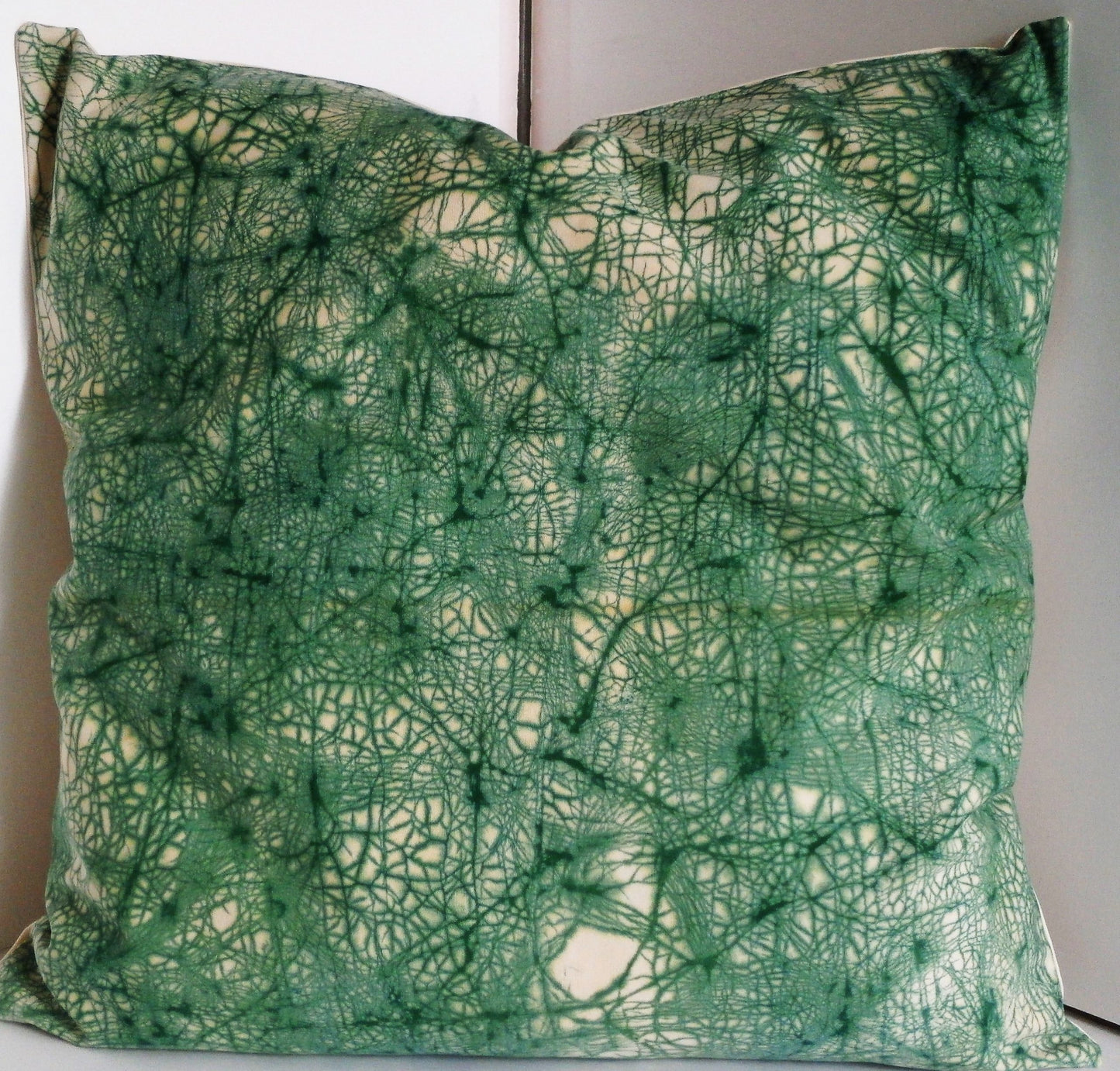 Green on Gold Crackle Batik Pillow Cover