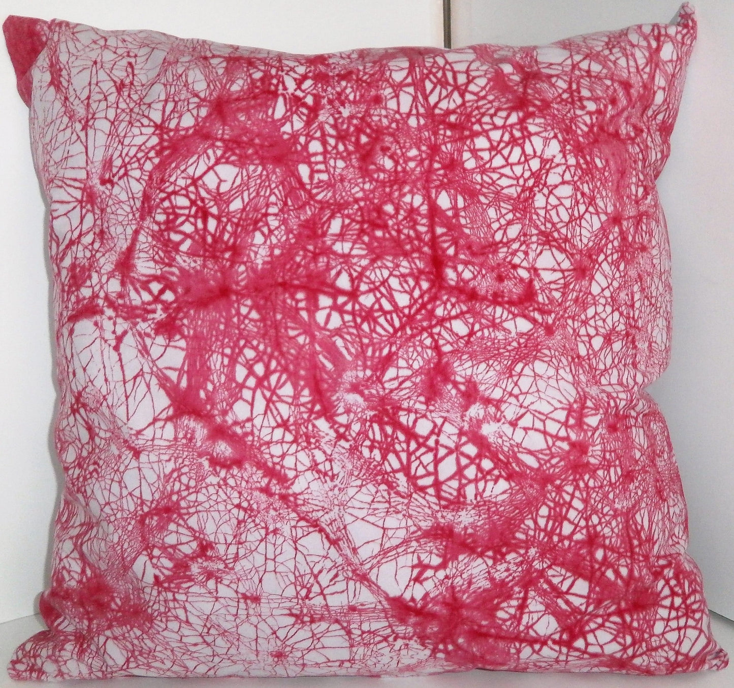 Red Crackle on Grey Batik Pillow Cover
