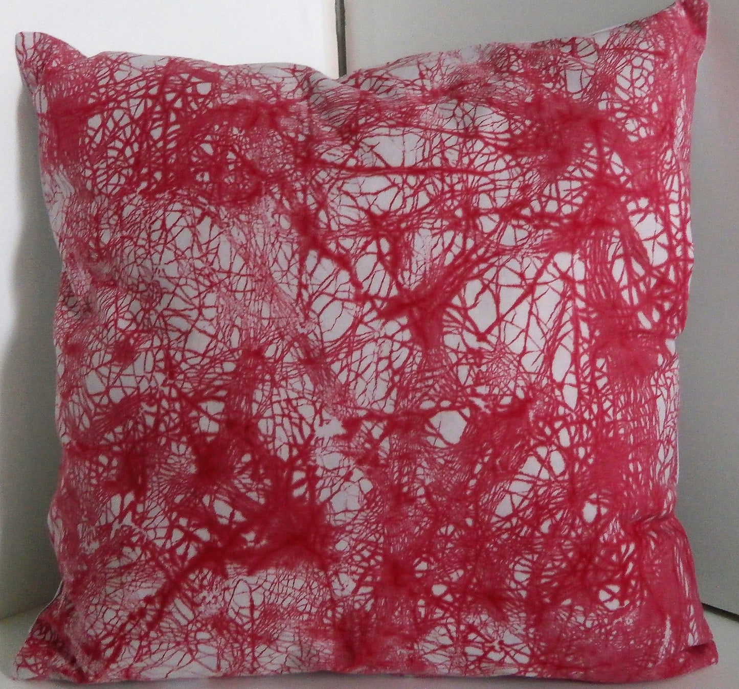 Red Crackle on Grey Batik Pillow Cover