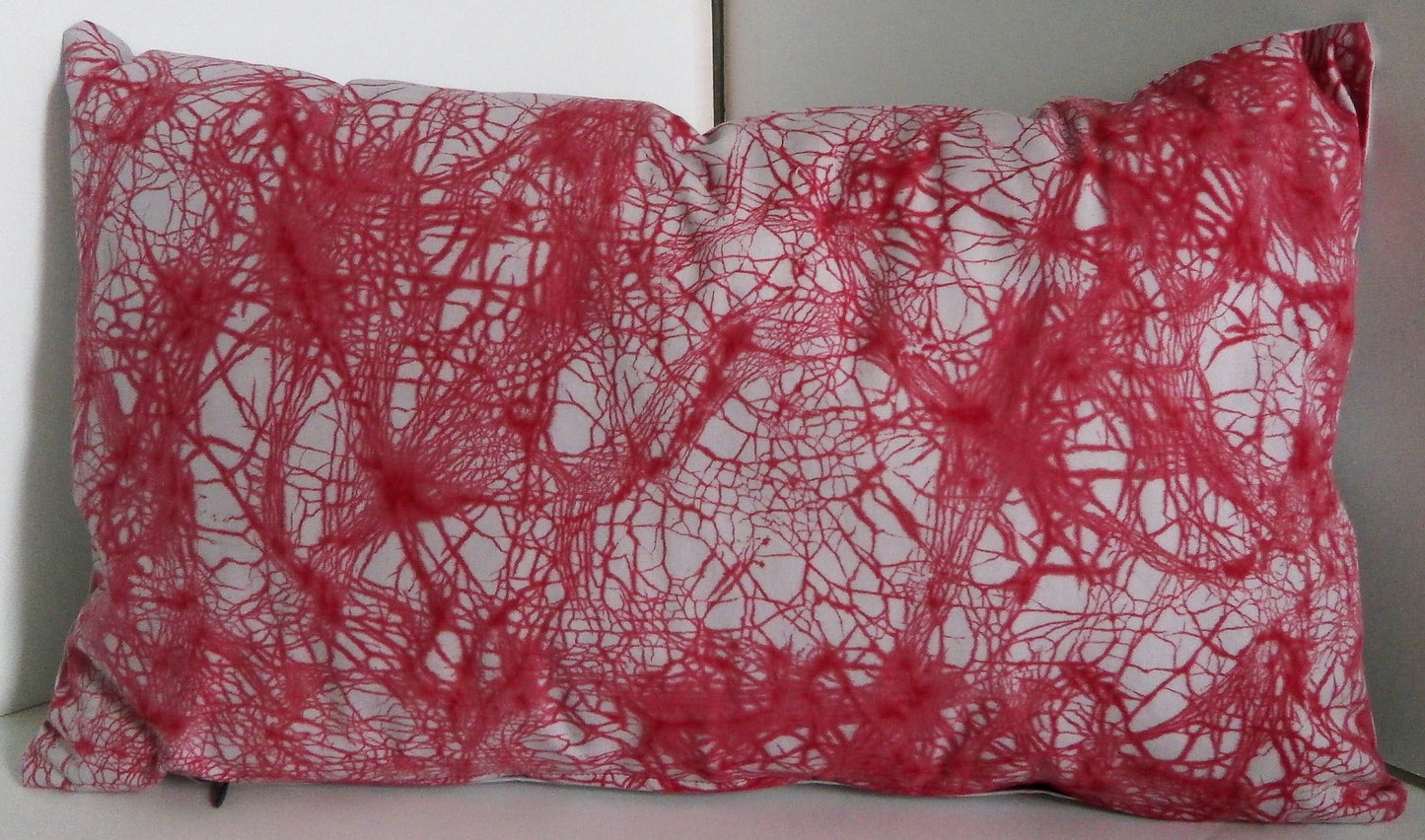 Red Crackle on Grey Batik Pillow Cover