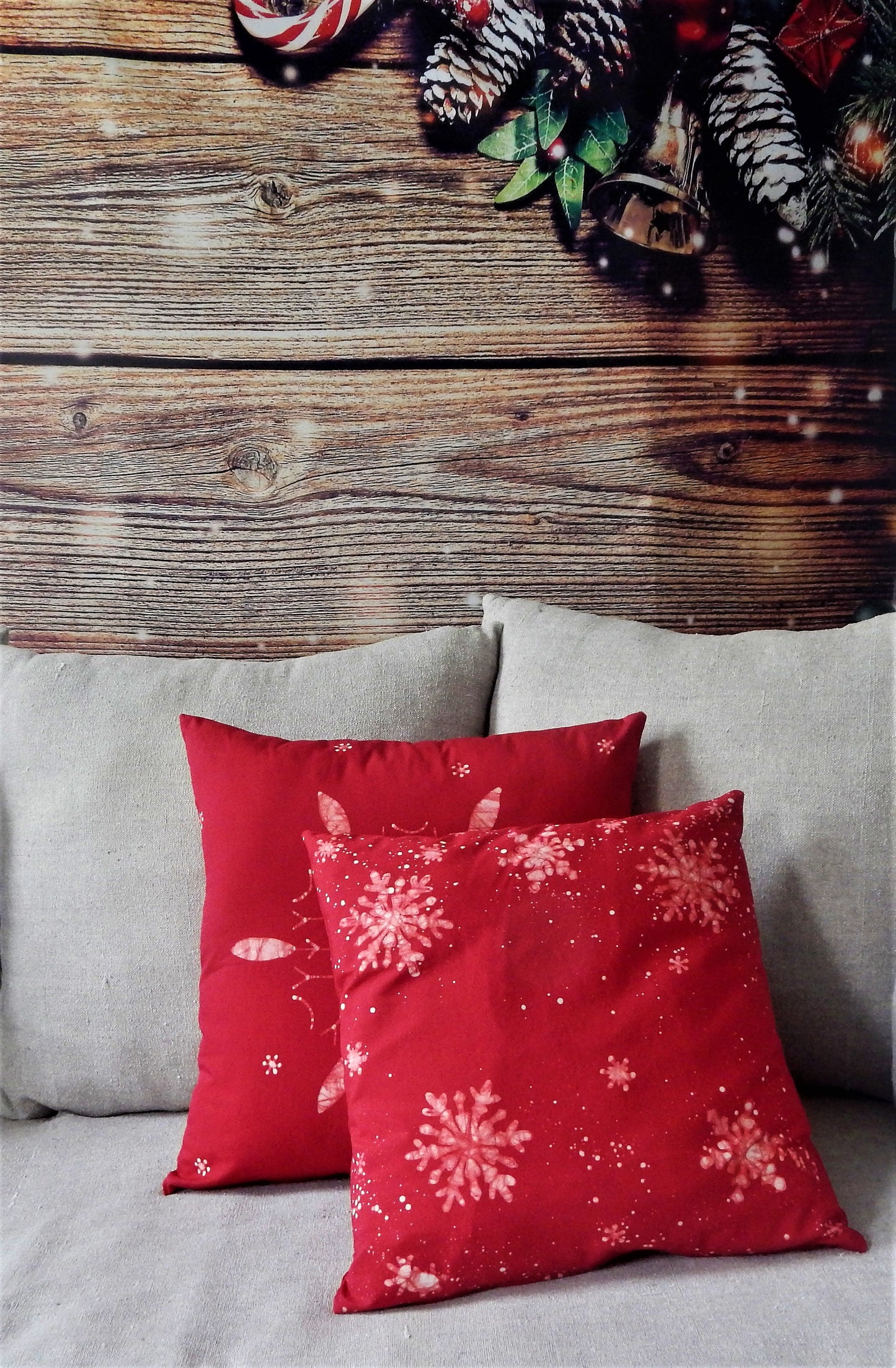 Snowflakes Winter Scape 16" Batik Pillow Cover
