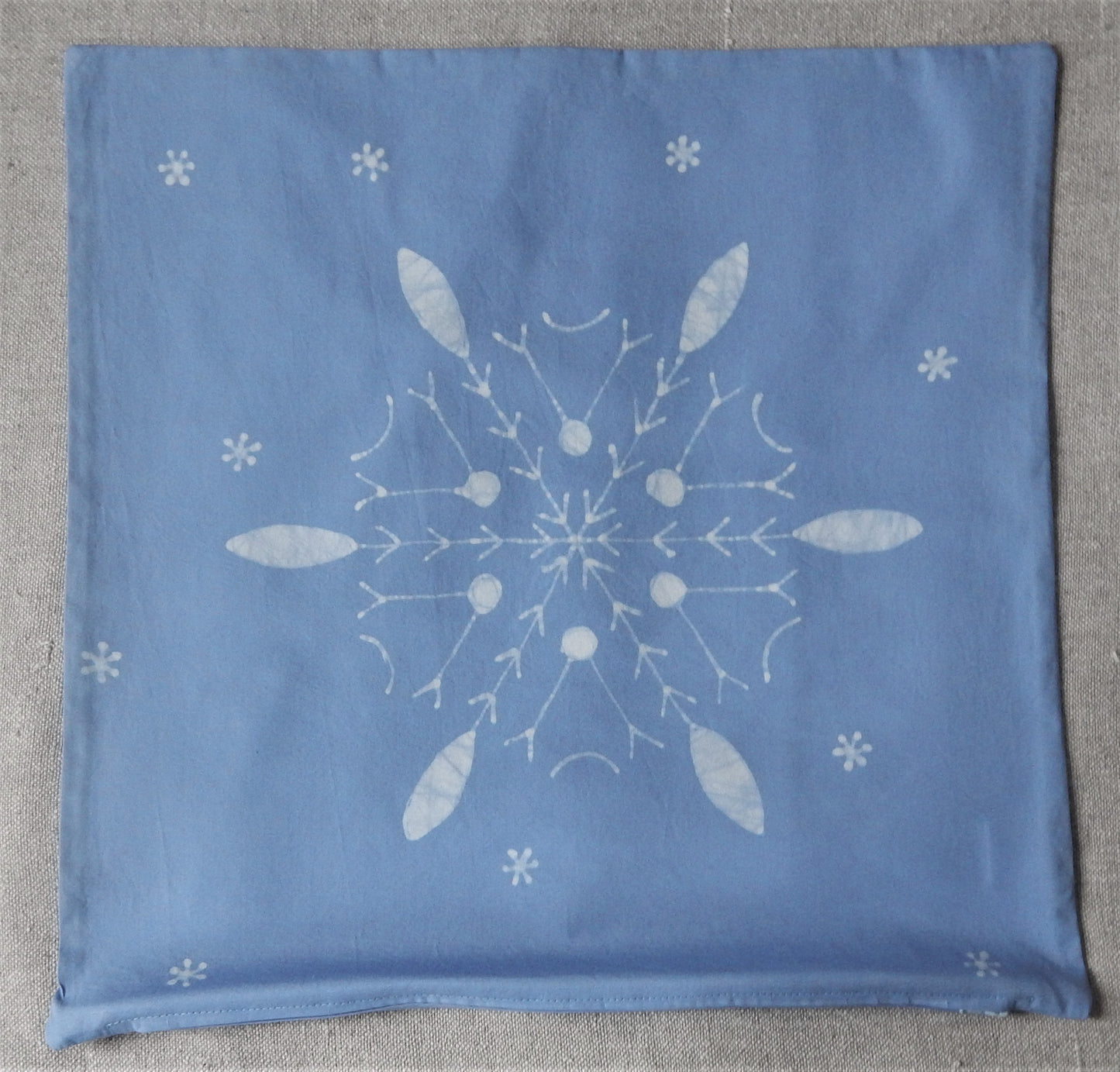 Snowflake Winter Scape 18" Batik Pillow Cover