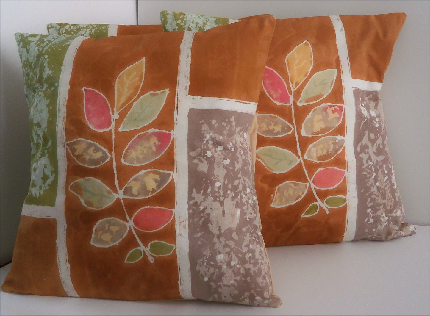 Fall Collage Batik Pillow Cover