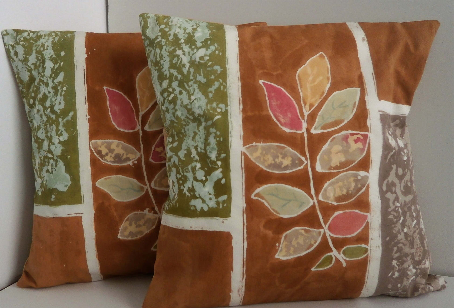 Fall Collage Batik Pillow Cover