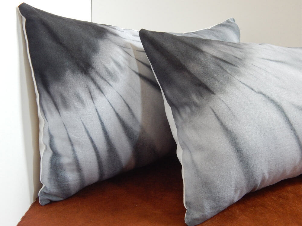Corner Bursts Gray Shibori Pillow Cover