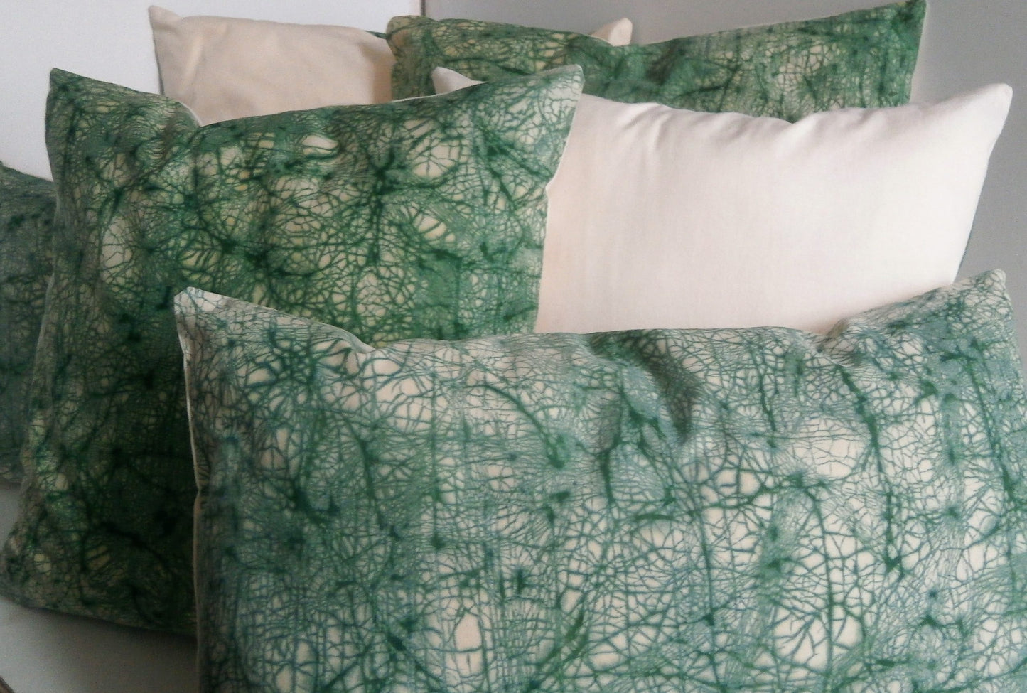 Green on Gold Crackle Batik Pillow Cover