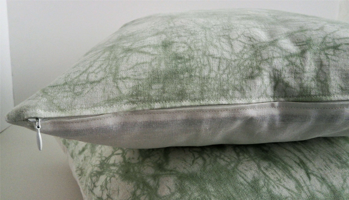 Mint Crackle Batik Pillow Cover