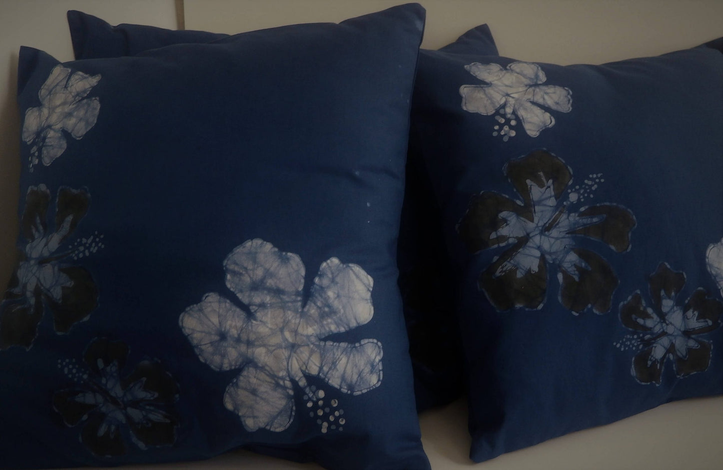Blue Hibiscus Throw Pillows