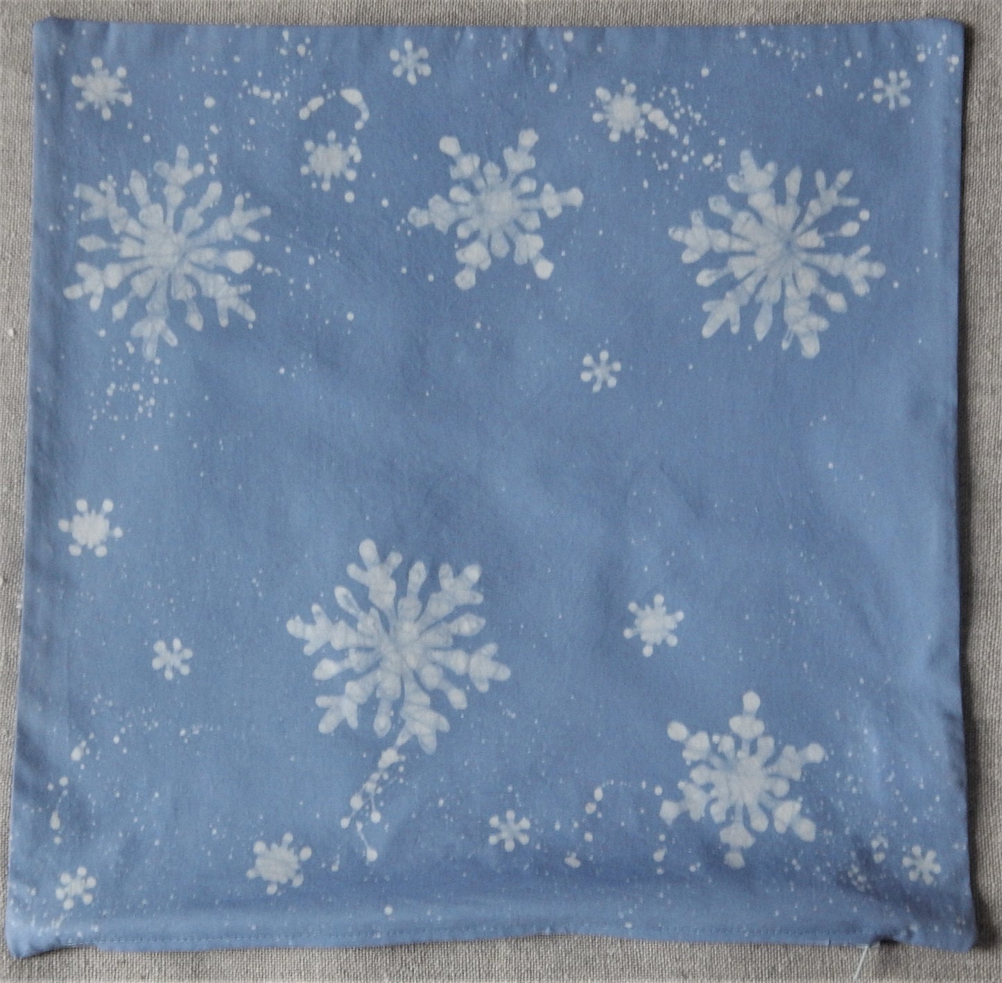 Snowflakes Winter Scape 16" Batik Pillow Cover