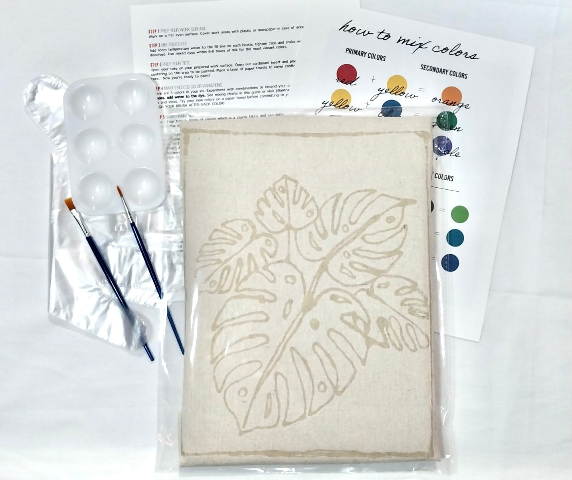 Batik Painting Craft Kit - Monstera Tote Bag