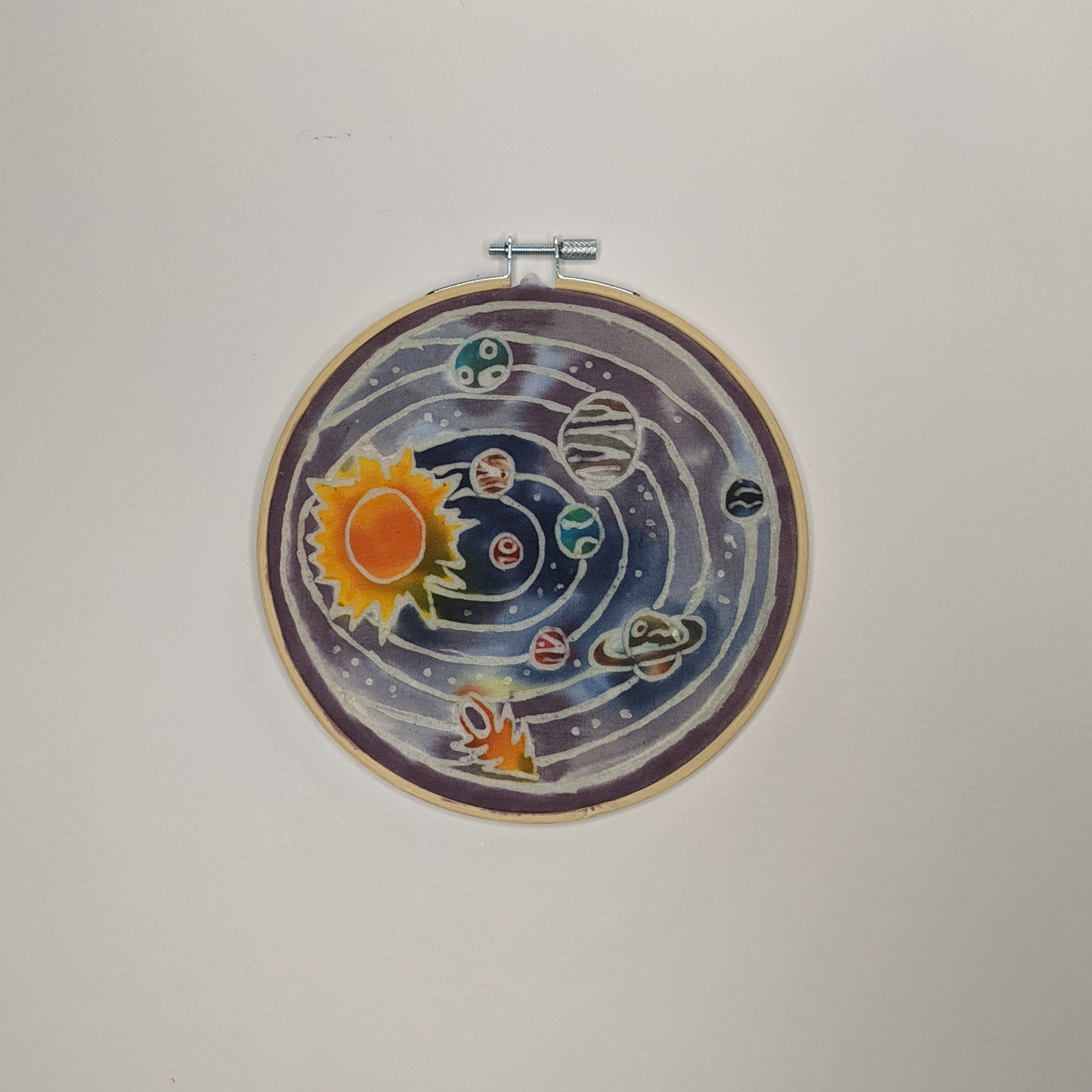 Solar System & Saturn Batik Painting Kit – DIY Fabric Art Craft Kit (6” + 4” Hoops) | Handcrafted Batik Painting Experience