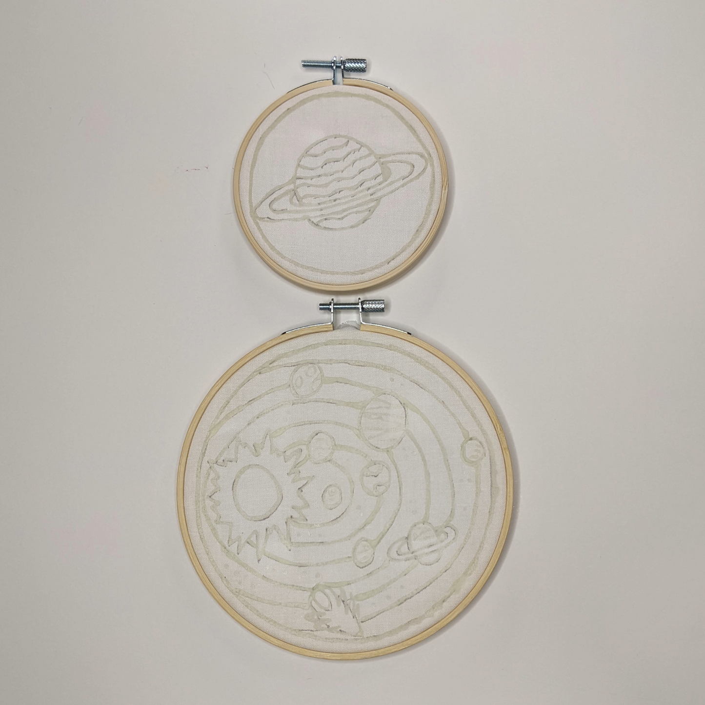 Solar System & Saturn Batik Painting Kit – DIY Fabric Art Craft Kit (6” + 4” Hoops) | Handcrafted Batik Painting Experience