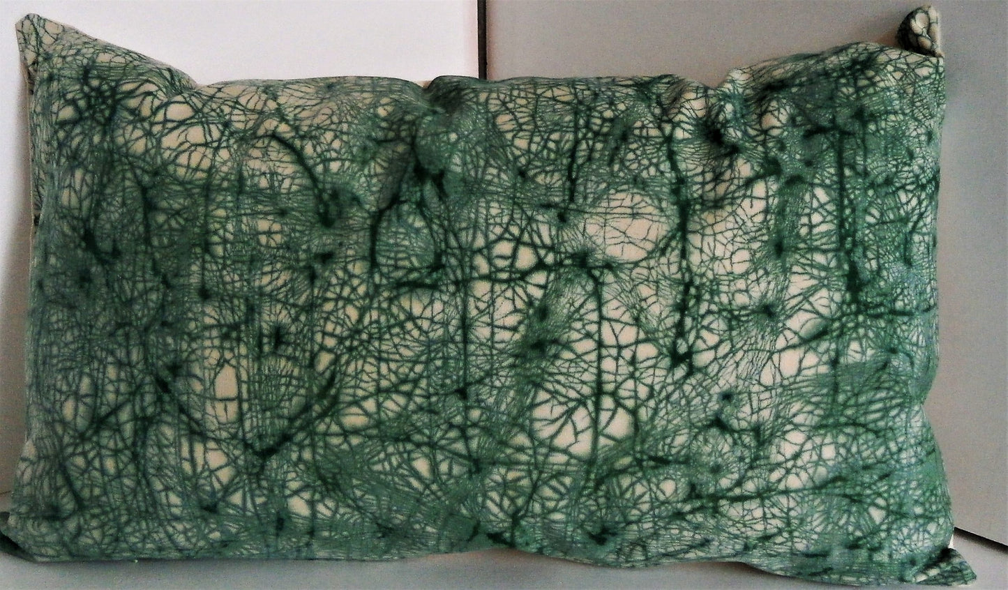 Green on Gold Crackle Batik Pillow Cover