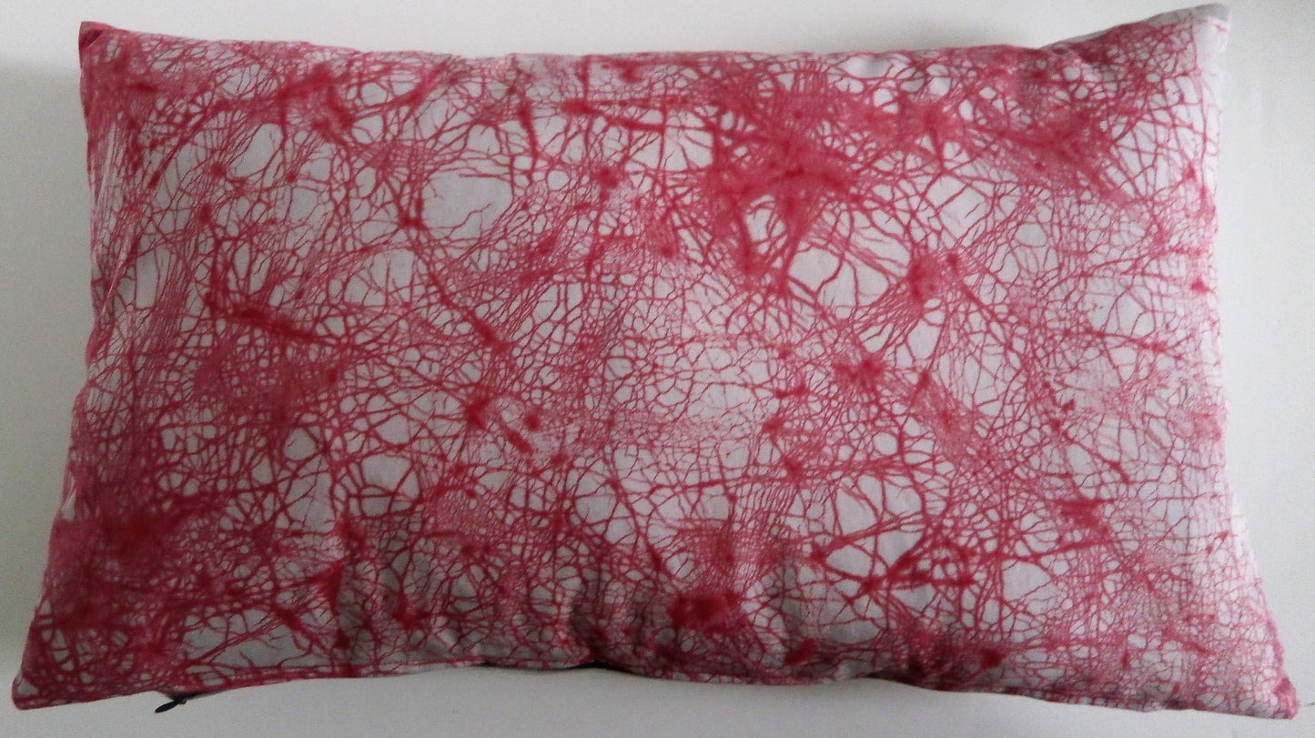 Red Crackle on Grey Batik Pillow Cover