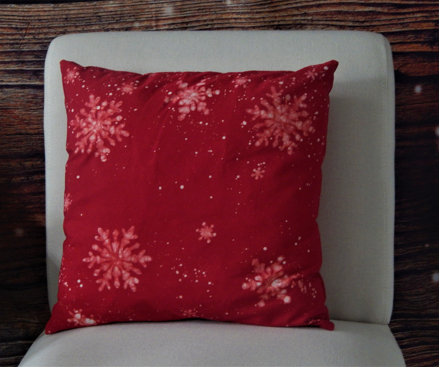 Snowflakes Winter Scape 16" Batik Pillow Cover