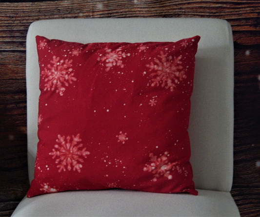 Snowflakes Winter Scape 16" Batik Pillow Cover