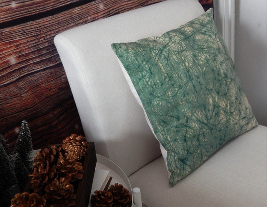 Green on Gold Crackle Batik Pillow Cover