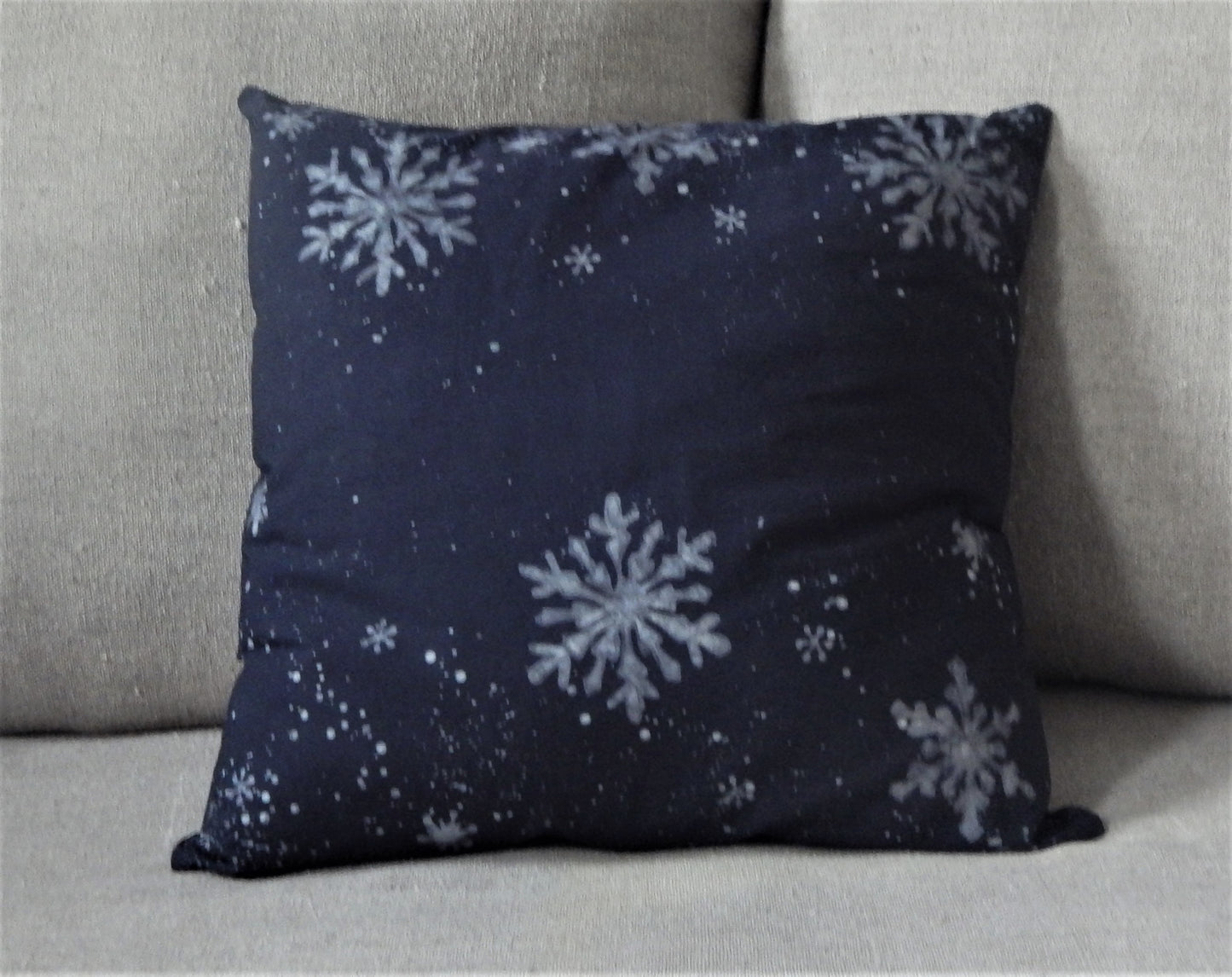 Snowflakes Winter Scape 16" Batik Pillow Cover