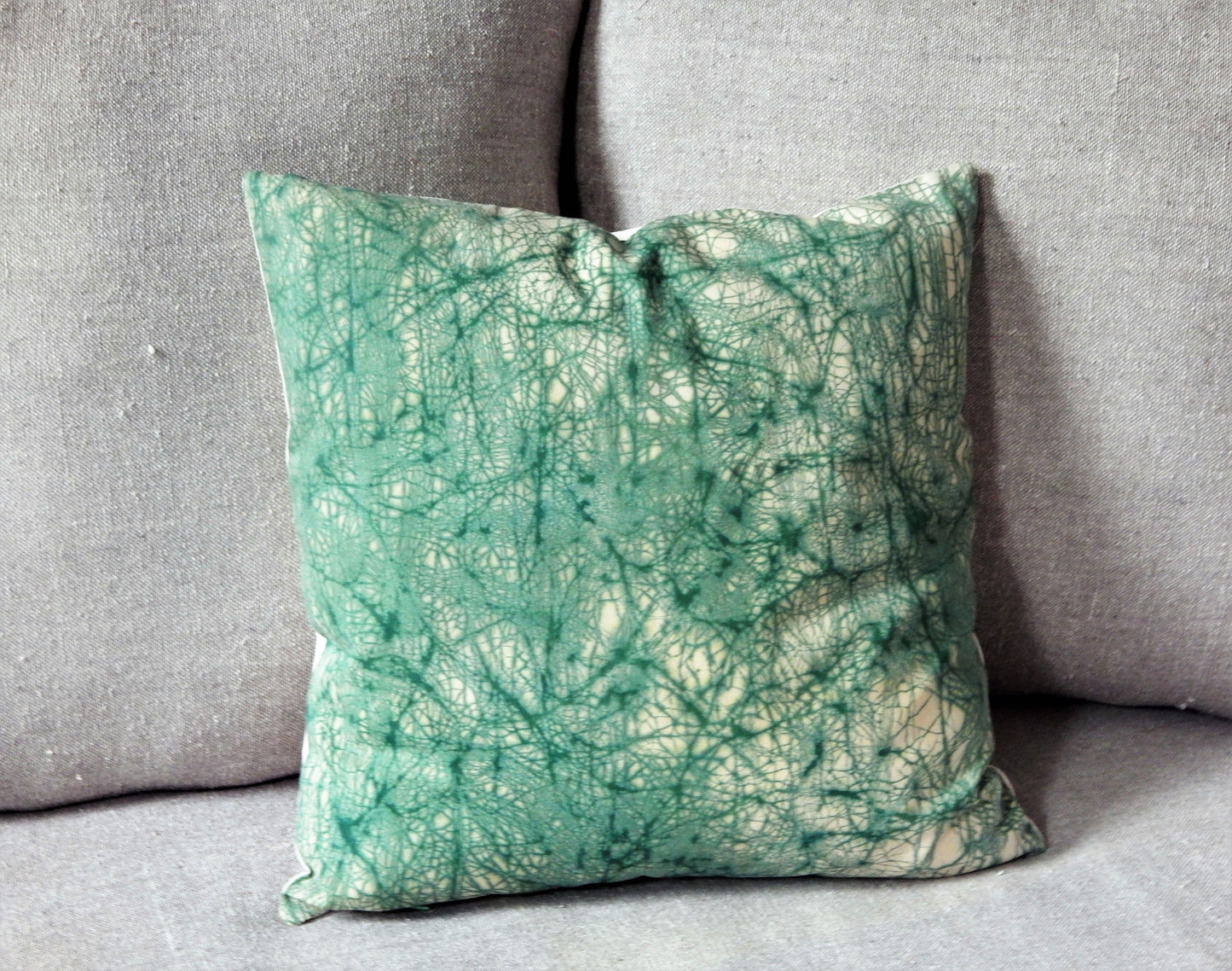 Green on Gold Crackle Batik Pillow Cover
