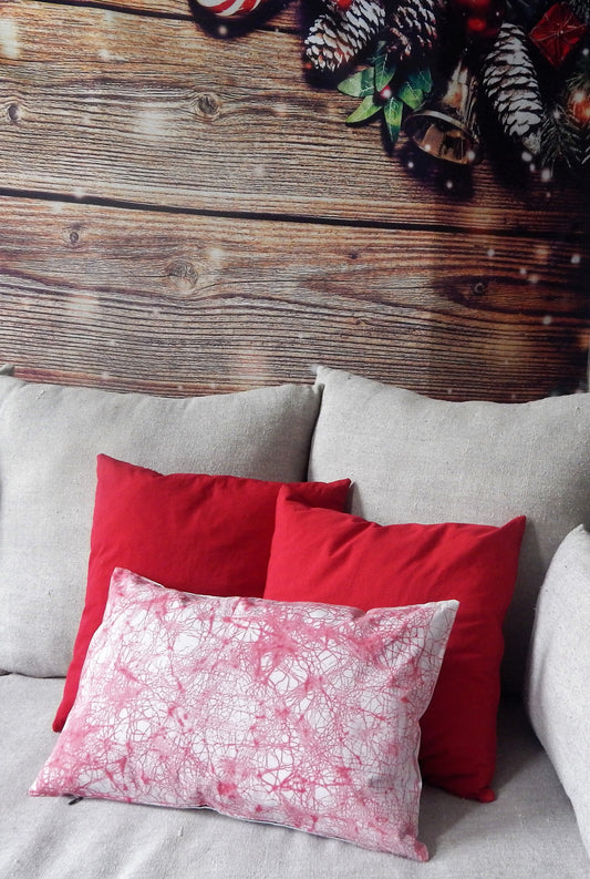 Red Crackle on Grey Batik Pillow Cover