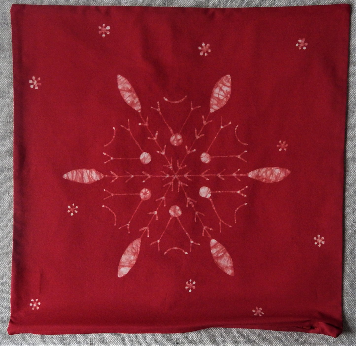 Snowflake Winter Scape 18" Batik Pillow Cover