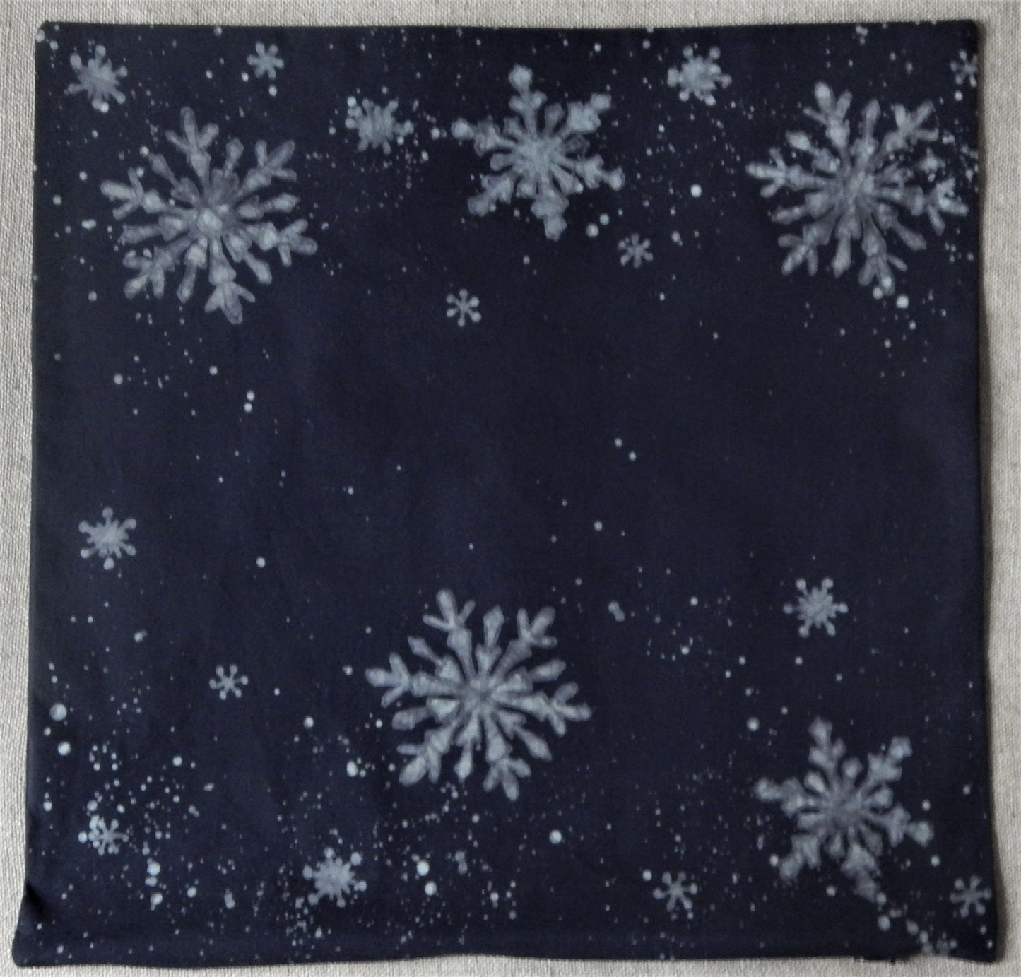 Snowflakes Winter Scape 16" Batik Pillow Cover