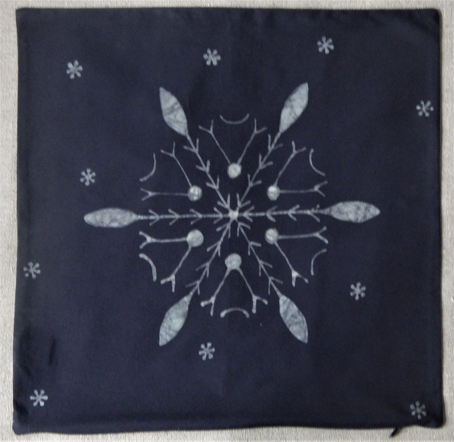 Snowflake Winter Scape 18" Batik Pillow Cover