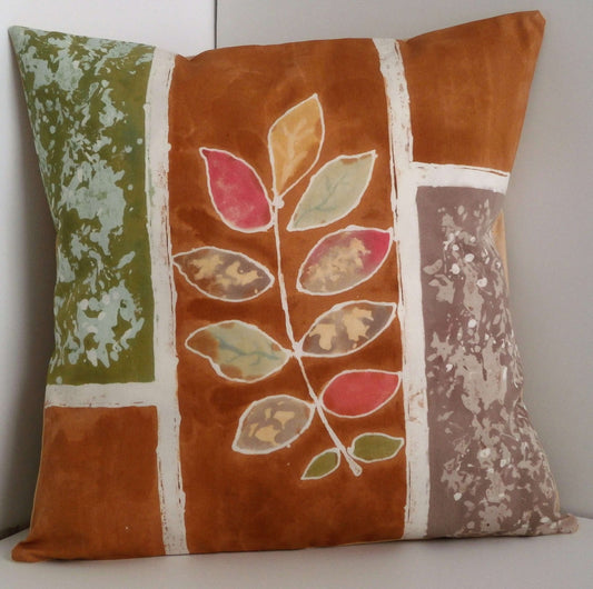 Fall Collage Batik Pillow Cover