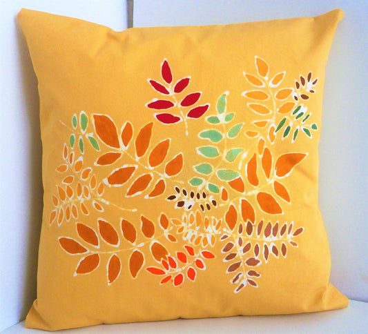 yellow batik pillow cover