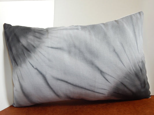 Corner Bursts Gray Shibori Pillow Cover