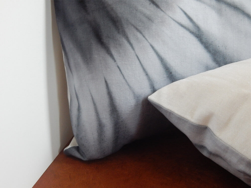 Corner Bursts Gray Shibori Pillow Cover