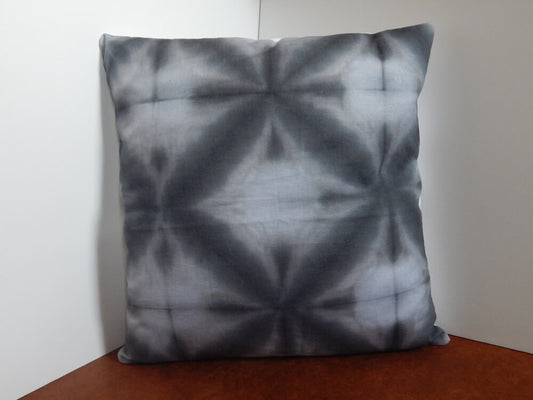 Gray Shibori Geometric Pillow