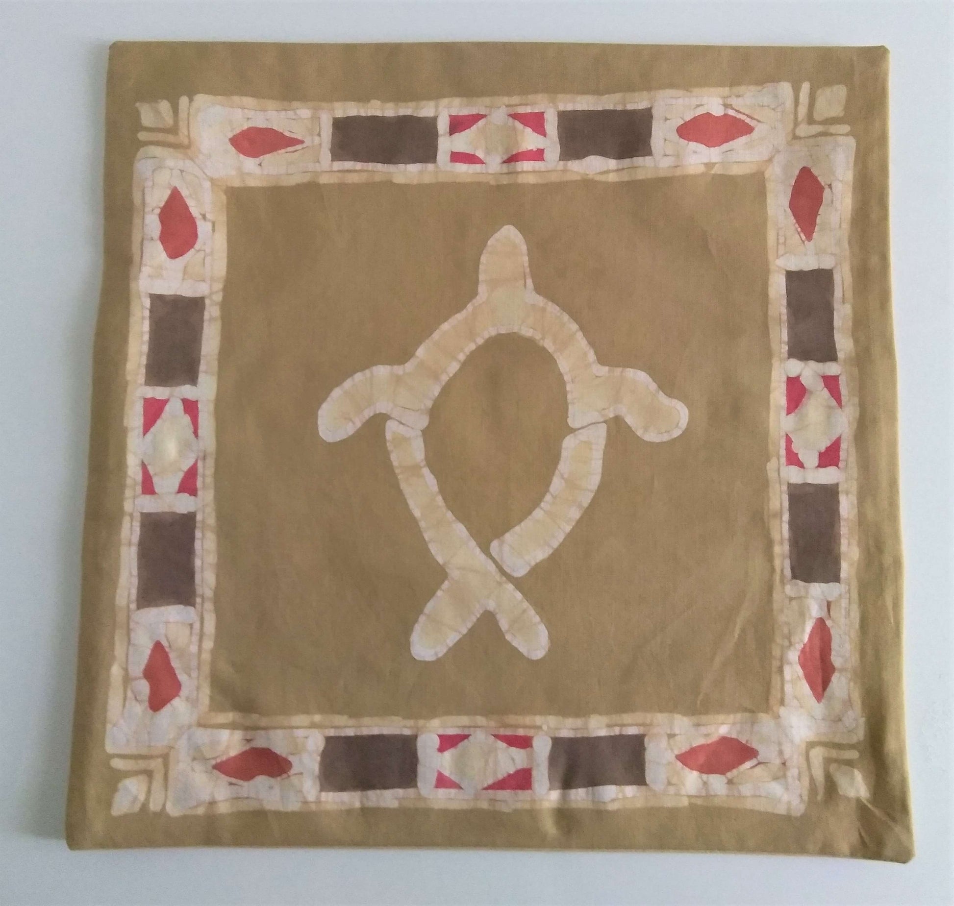 Tribal border turtle batik pillow
