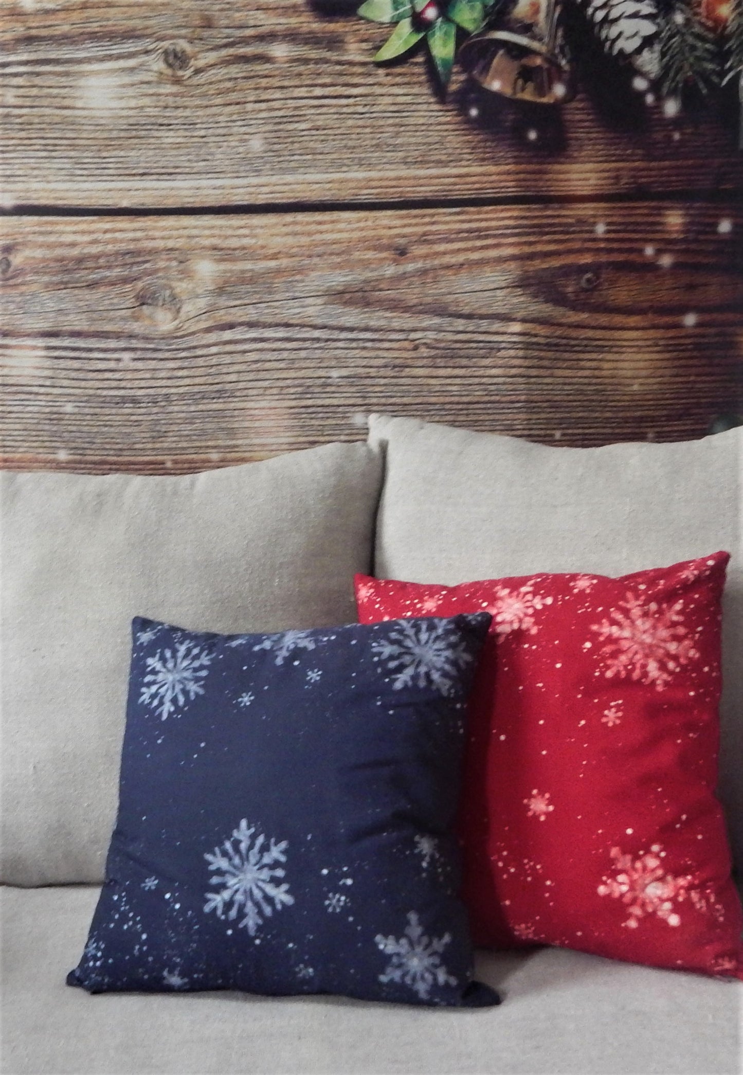 Snowflakes Winter Scape 16" Batik Pillow Cover